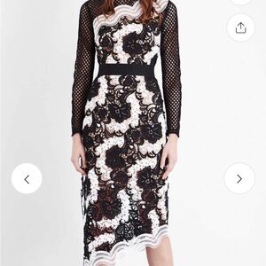 Self-Portrait Black and White Floral Lace Dress